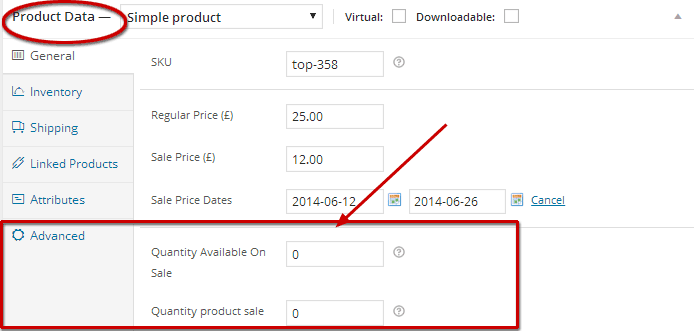 Set limit for product quantity available for the sale